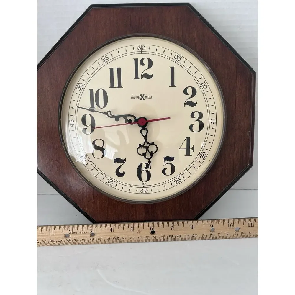 Vintage Howard Miller Octagon Wall Clock Model 612-608 Made In USA (Zeeland, MI)